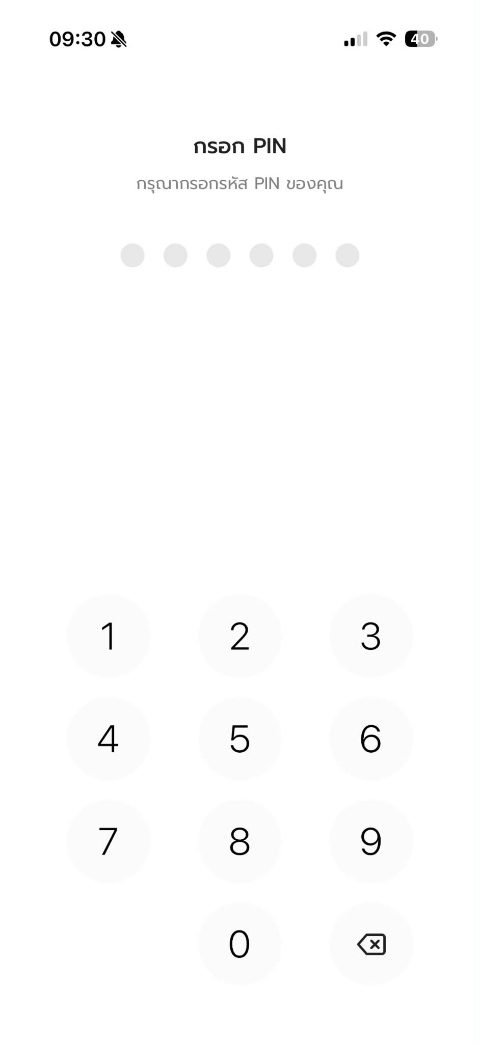 หน้ากรอก PIN